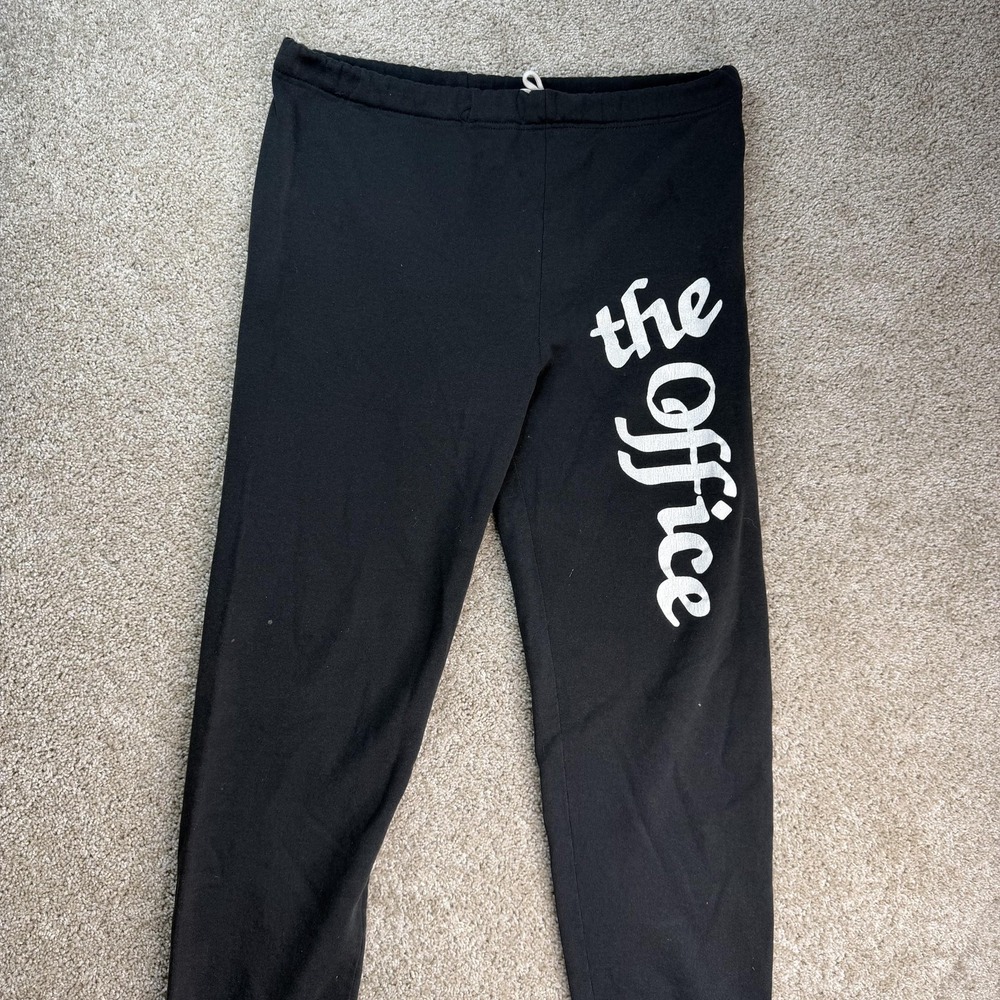Vintage The Office Jerzees Sweatpants Mens Large Black Fleece Elastic Waist USA
